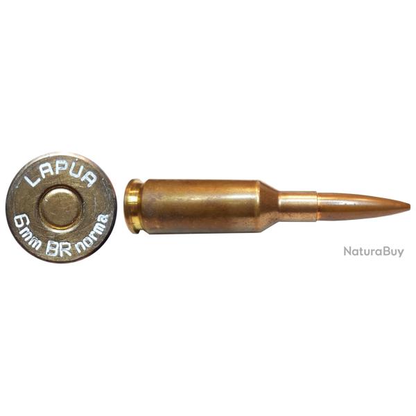 6 mm Bench Rest norma - fabrication LAPUA - balle cuivre pointe creuse - marquage : LAPUA 6mmBRnorma