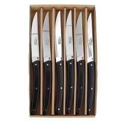 Coffret 6 couteaux de table BJB - modèle Le Thiers, manches ébène - élégance & tradition française