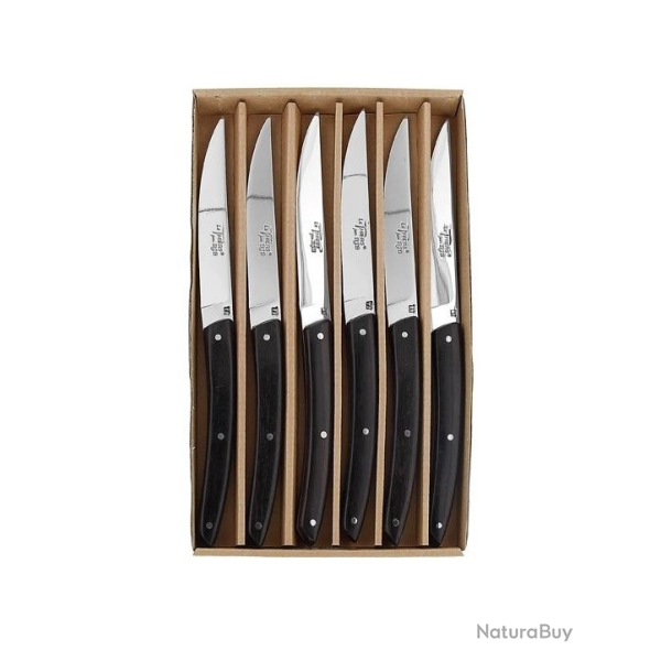 Coffret 6 couteaux de table BJB - modle Le Thiers, manches bne - lgance & tradition franaise