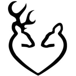 2x Autocollants sp&eacute;ciale ticket or ou diamant  cerf et biche C�UR BROWNING cam&eacute;l&eacute;on noir ou blanc .