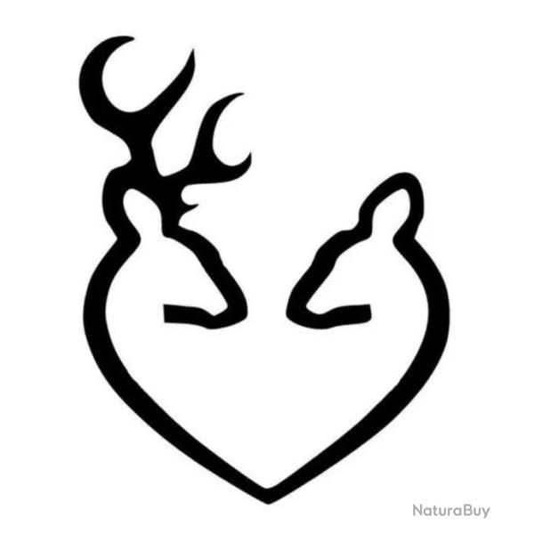 2x Autocollants sp�ciale ticket or ou diamant  cerf et biche C�UR BROWNING cam�l�on noir ou blanc .