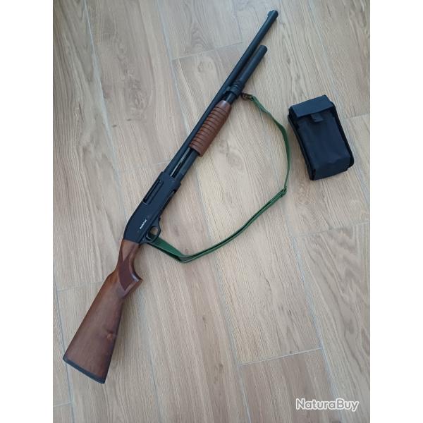 Fusil  pompe manutac rayures droite+ sacoche porte cartouche