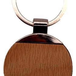 Porte cl&eacute; bois et m&eacute;tal Rond &agrave; personnaliser