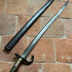 Ba&iuml;onnette chassepot 1866 de prise Allemande regiment&eacute; - Guerre de 1870