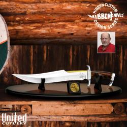 Couteau d'exception : Gil Hibben 65e Anniversary Spartan Bowie + support bois