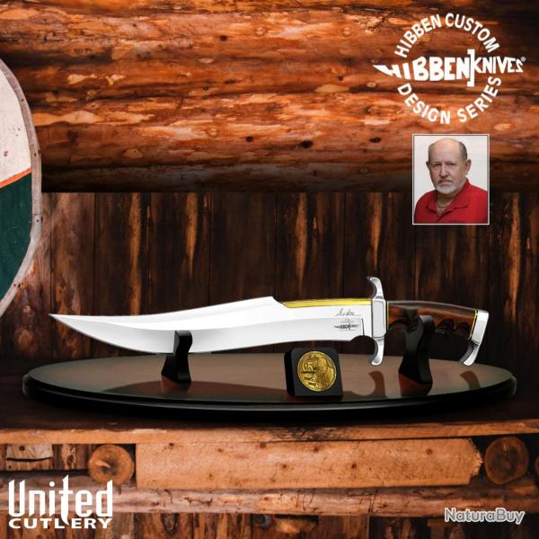 Couteau d'exception : Gil Hibben 65e Anniversary Spartan Bowie + support bois