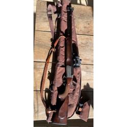 Chapuis Mixte 8X57 et cal12 superposé avec point rouge Tasco, housse, cale joue cuir, sangle tressée