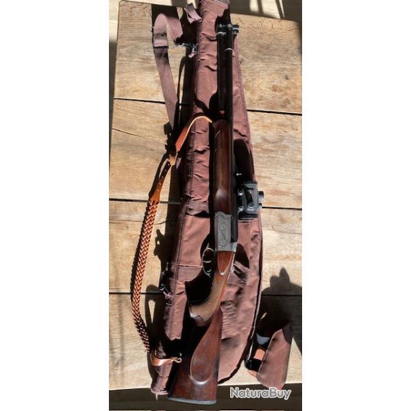Chapuis Mixte 8X57 et cal12 superpos avec point rouge Tasco, housse, cale joue cuir, sangle tresse