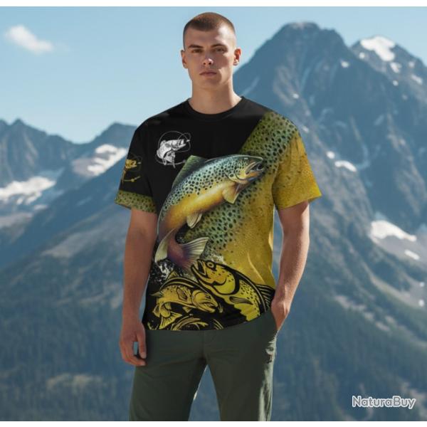 T-Shirt pche impression 3D Motif et Taille au choix....ENCHERE 1 EURO