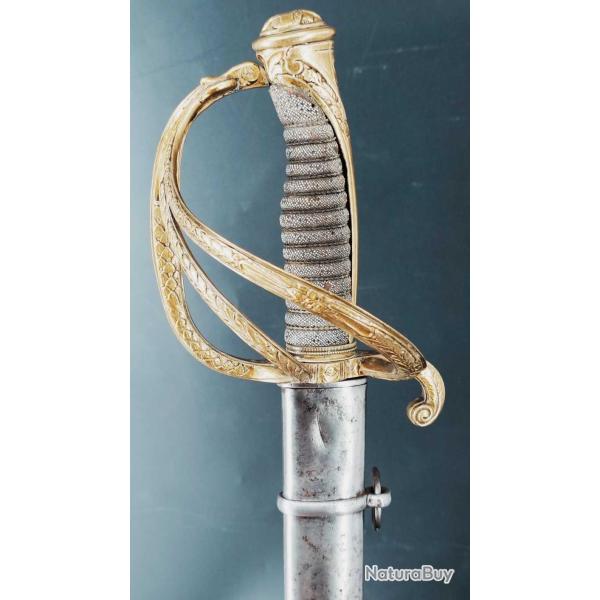 SABRE D'OFFICIER D'INFANTERIE FRANC MAON TYPE 1855 FABRICATION PRIVE ARTISAN PARISIEN - FRANCE SEC