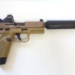 Pack Pistolet FN 502 tactical tan - Cal. 22Lr + holosun HS407K + A-TEC Wave