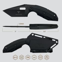 Couteau Takumitak Muted Tactical Lame Tanto Acier 3Cr13 Manche FRN Noir Étui FRN MOLLE TKF3S06