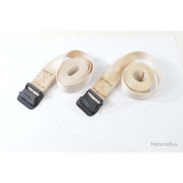 Lot deux sangles ceinture style militaire, toile sable. 140cm