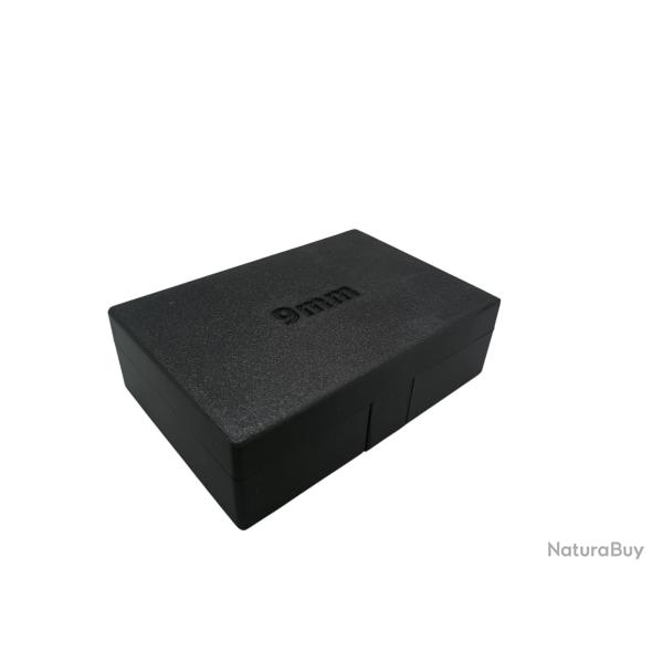 boite de stockage de munitions 9mm X50 avec stockage des munitions angles couleur noire