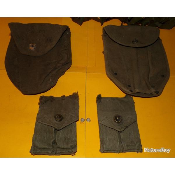 LOT DE 4 ETUIS PORTES MAGASINS ET PELLE ABIMES POUR RECUPERATION DE PIECES  ,VENDU DANS L' ETAT  VOI