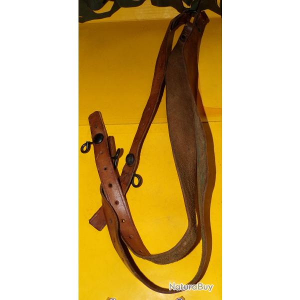 BRELAGE CUIR MILITAIRE DE L'ARMEE FRANCAISE , MODELE ANCIEN , FABRICATION FRANCAISE , BON ETAT  VOIR
