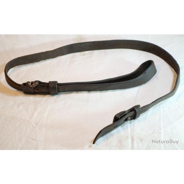 RARE Bretelle fusil allemand K98 marron strie complte contre patte battant crosse ref SCN25ALL011