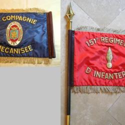 ARMÉE FRANÇAISE - fanion années 60 1ère compagnie motorisée 151 RI - ref LBV24FAN001
