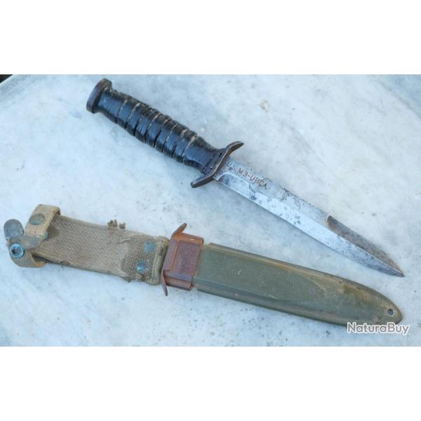 RARE Couteau poignard USM3 UTICA airborne US paratroopers  NORMANDIE 1944 ref QAL25USM001