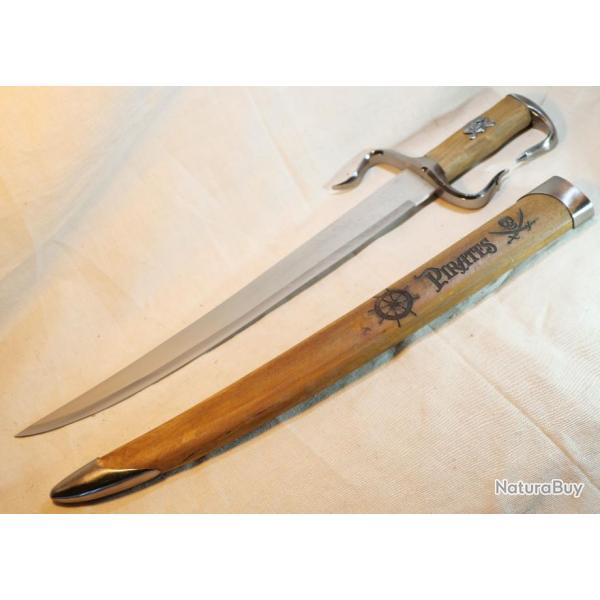 FANTASY MASTER - Sabre court de pirate carte au tr�sor sur lame - t�te de mort REF EBR24PIR001