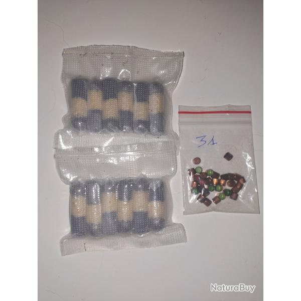 12 balles papier cal 44 avec 31 amorces