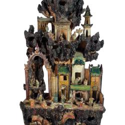 Grand vase-paysage en c&eacute;ramique  Chine  19 eme si&egrave;cle 55 cm