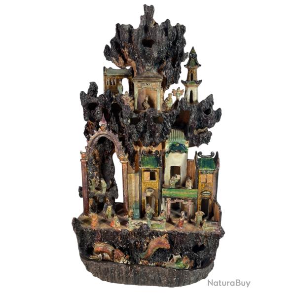 Grand vase-paysage en c�ramique  Chine  19 eme si�cle 55 cm