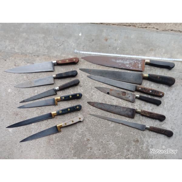 Couteau ancien de cuisine de chef en acier