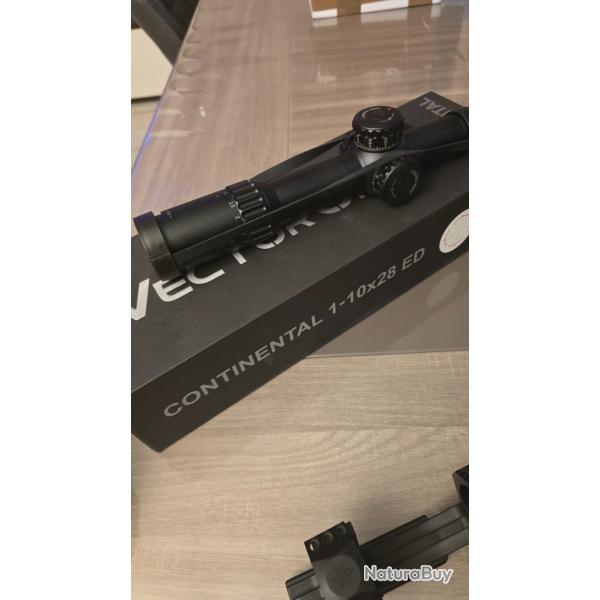 Lunette VectorOptics Continental 1-1028 ED avec support X-ACCU pour rails picatinny