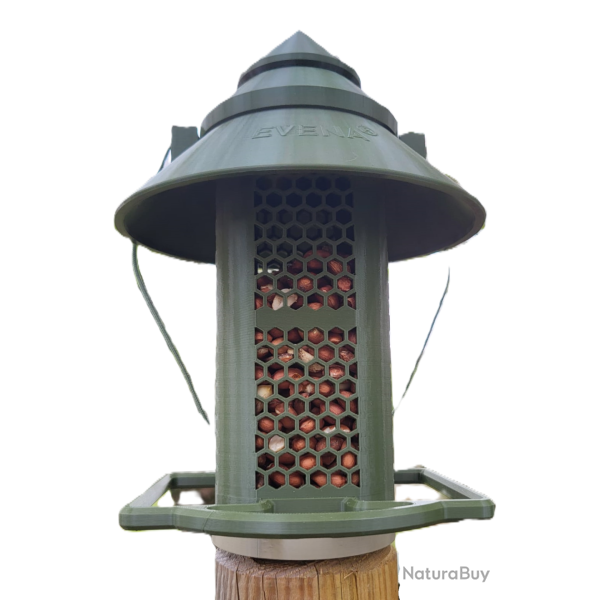 NUC�A - la mangeoire sp�cialement con�ue pour les cacahu�tes. Vert Olive, Clip Universel M�le, Gris 