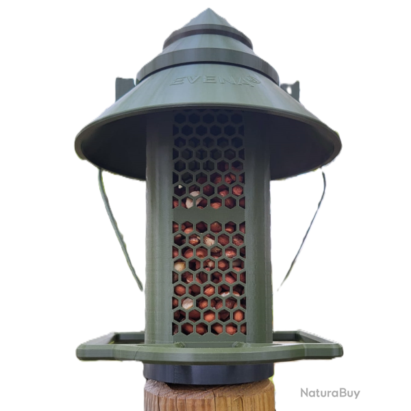 NUC�A - la mangeoire sp�cialement con�ue pour les cacahu�tes. Vert Olive, Clip Universel M�le, Gris 