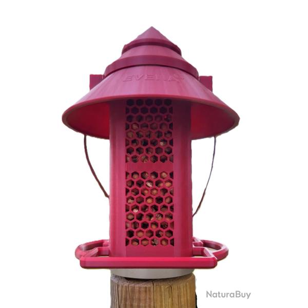 NUC�A - la mangeoire sp�cialement con�ue pour les cacahu�tes. Rouge Pourpre, Clip Universel M�le, Gr