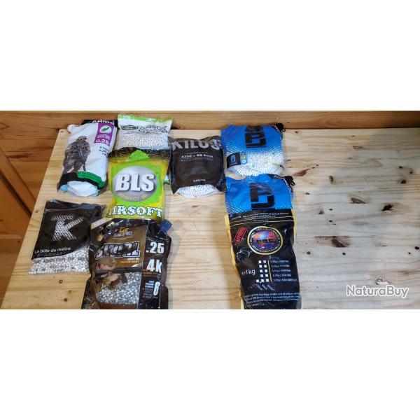 Lots de 9 sachets de billes airsoft 6mm