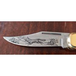 Couteau pliant de collection avec relief sur la poignée en bronze fait par Boker, Solingen en 1989