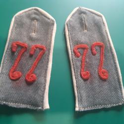 Pattes d'Epaule I.R. 77 Mle 1907 (2ème de Hanovre à CELLES en 1914) sans contre-pattes WW1