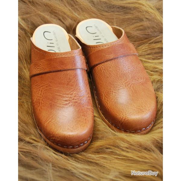 Sabots Sudois cuir de caractre tannage vgtal dition limite ftes 38 CARAMEL BUFFALO