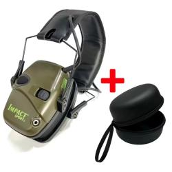 Casque anti-bruit élèctronique IMPACT Vert avec son étui...ENCHERE 1 EURO