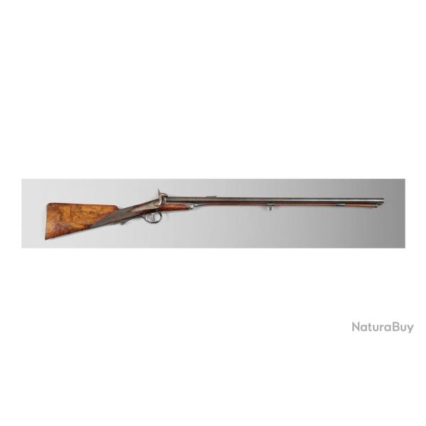 RARE FUSIL DE CHASSE � SYST�ME BREVET� PLOMBEUR � PARIS Cal. 16 � BROCHE RAY� GROS GIBIER vers 1860 