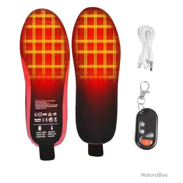 Semelle Chauffante sans fils  Tlcommande Batterie intgr Rechargeable