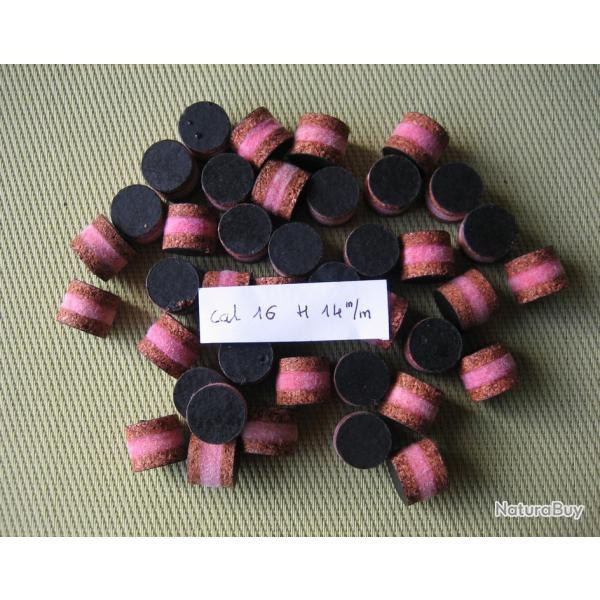 Bourres  li�ge  feutre  rose  li�ge  de  1�re  qualit�  cal  16  hauteur  14 mm