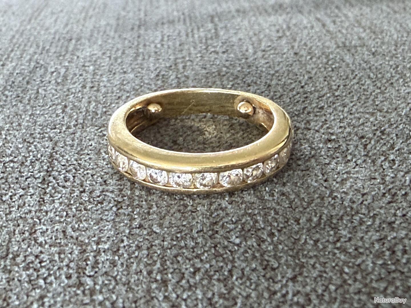 Bague Alliance En Or 18 Carats Jaune Sertie De Diamants - 2.40 Carats, Taille 58, 3.87g, Occasion