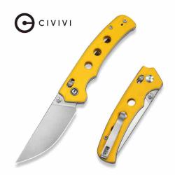 Couteau CIVIVI Noctis Yellow LAME Straight Back Acier Nitro-V MANCHE G10 Crossbar Lock CIVC24020C2