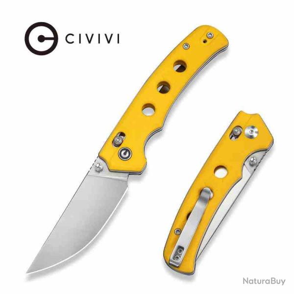 Couteau CIVIVI Noctis Yellow LAME Straight Back Acier Nitro-V MANCHE G10 Crossbar Lock CIVC24020C2