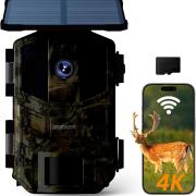 Caméra de Chasse Solaire 4K LCD Carte 32GB 48MP à 30fps Batterie 2600mAh Vision Nocturne Étanche - Caméras de surveillance et pièges photo (14253317