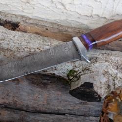 Couteau De Cuisine Santoku Lame Acier Damas 256 Couches Manche Bois Fabrication Artisanale