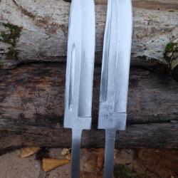 Lot de 2 Lame Bowie Clip Point Acier Carbone 1055 Lame A Customiser Le Manche Lames A Customiser