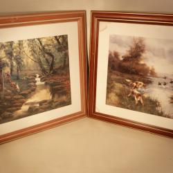 2 magnifique tableau epagneul en chasse chien d'une tres grande int&egrave;ligence