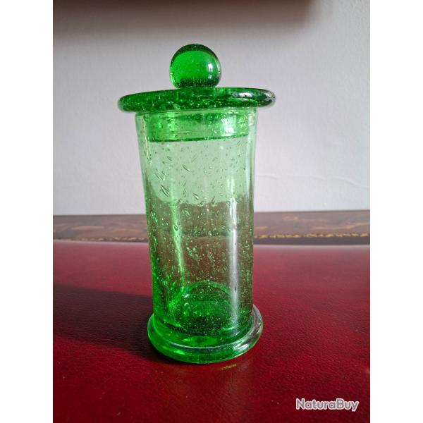 Bonbonnire pour enfants mritants verre bull Biot, dit pot apothicaire avec son couvercle, sign