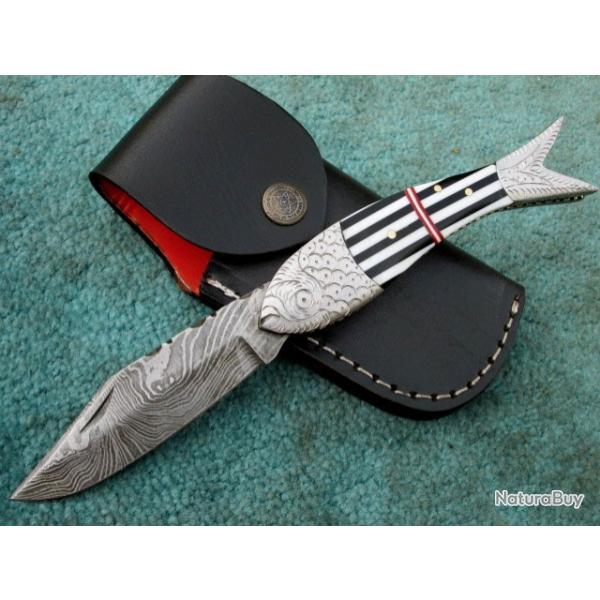 Couteau pliant Damas - Modle Fish (2)