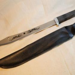 Grand couteau lame ornée de dragons - EBR24FAD006